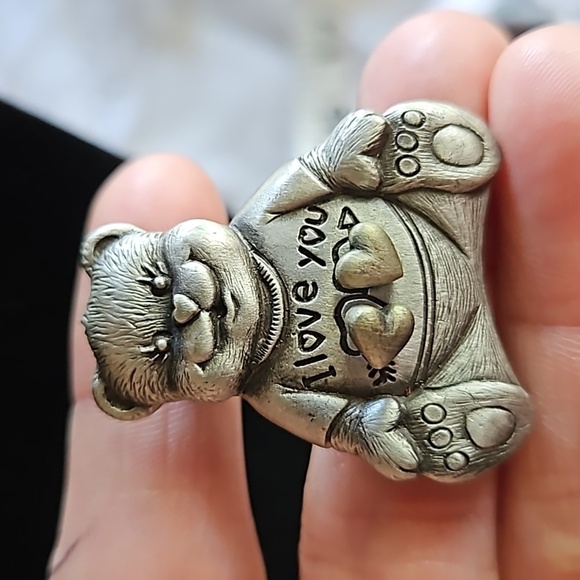 Vintage Ms Dee silver teddy bear necklace earrings and pin - Picture 6 of 6